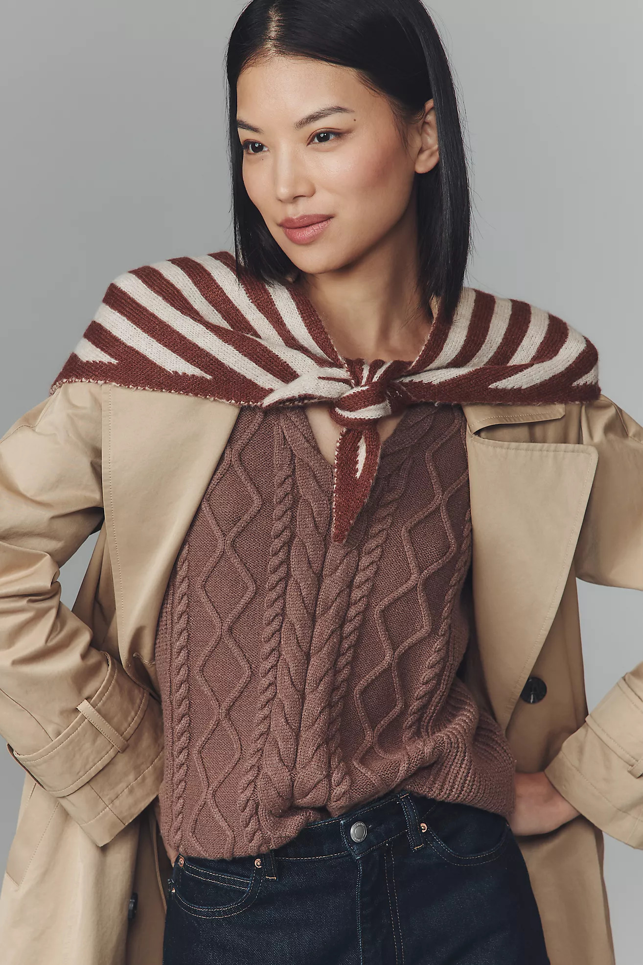 Damson Madder Stripe Triangle Scarf | Anthropologie (US)