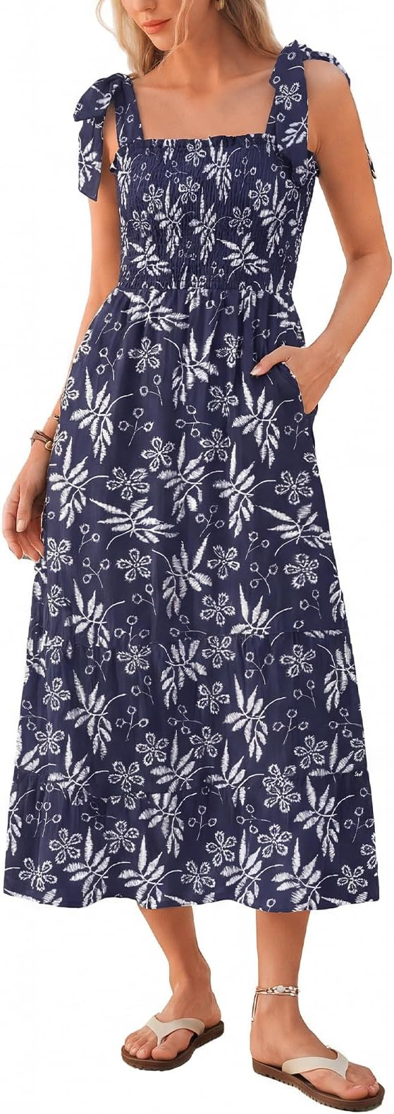 Kate Kasin Summer Womens Floral Boho Maxi Dress, Spaghetti Tie Strap Long Sun Dresses, 2026 Vacat... | Amazon (US)