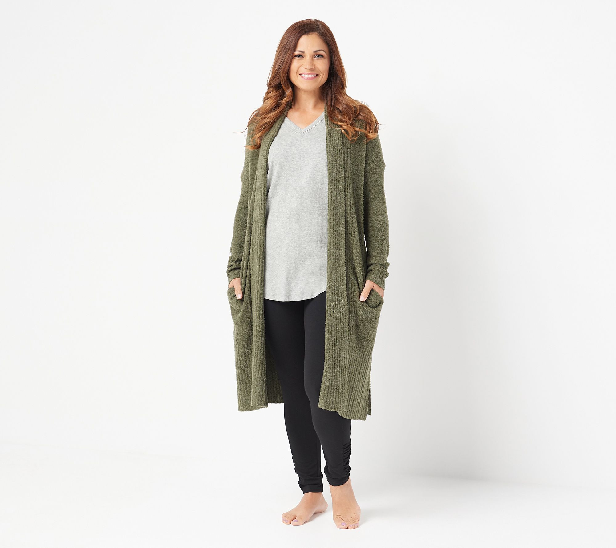 Barefoot Dreams CozyChic Lite Petite Catalina Cardi | QVC