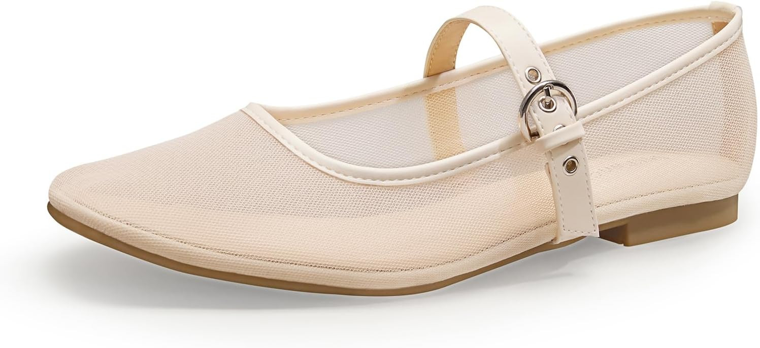 Leopard Flats for Women Mesh Ballet Flats Mary Jane Animal Print Shoes Slip On Casual Breathable ... | Amazon (US)