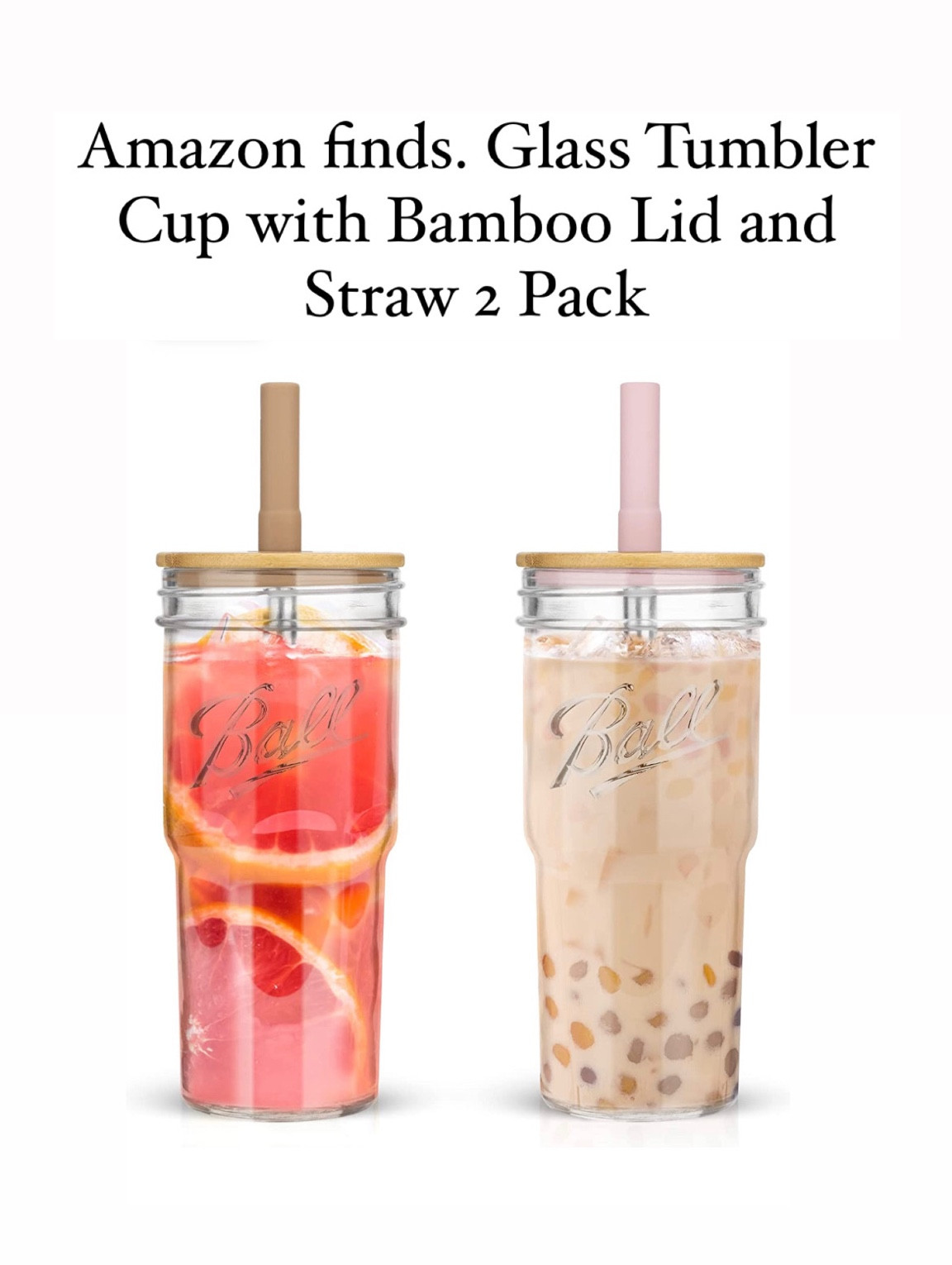 Amazon finds. 24 oz Glass Tumbler Cup with Bamboo Lid and Straw 2 Pack

#LTKhome #LTKfamily #LTKunder50