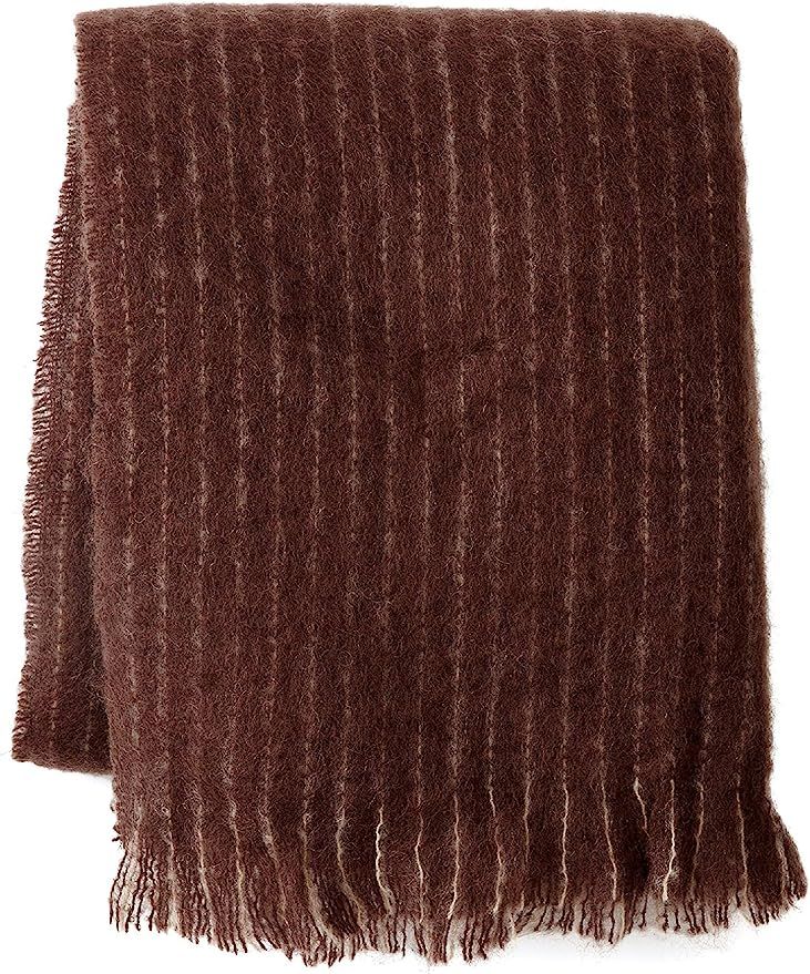 Belle Epoque Mohair Throw, 50X70, Choc PIN Stripe | Amazon (US)