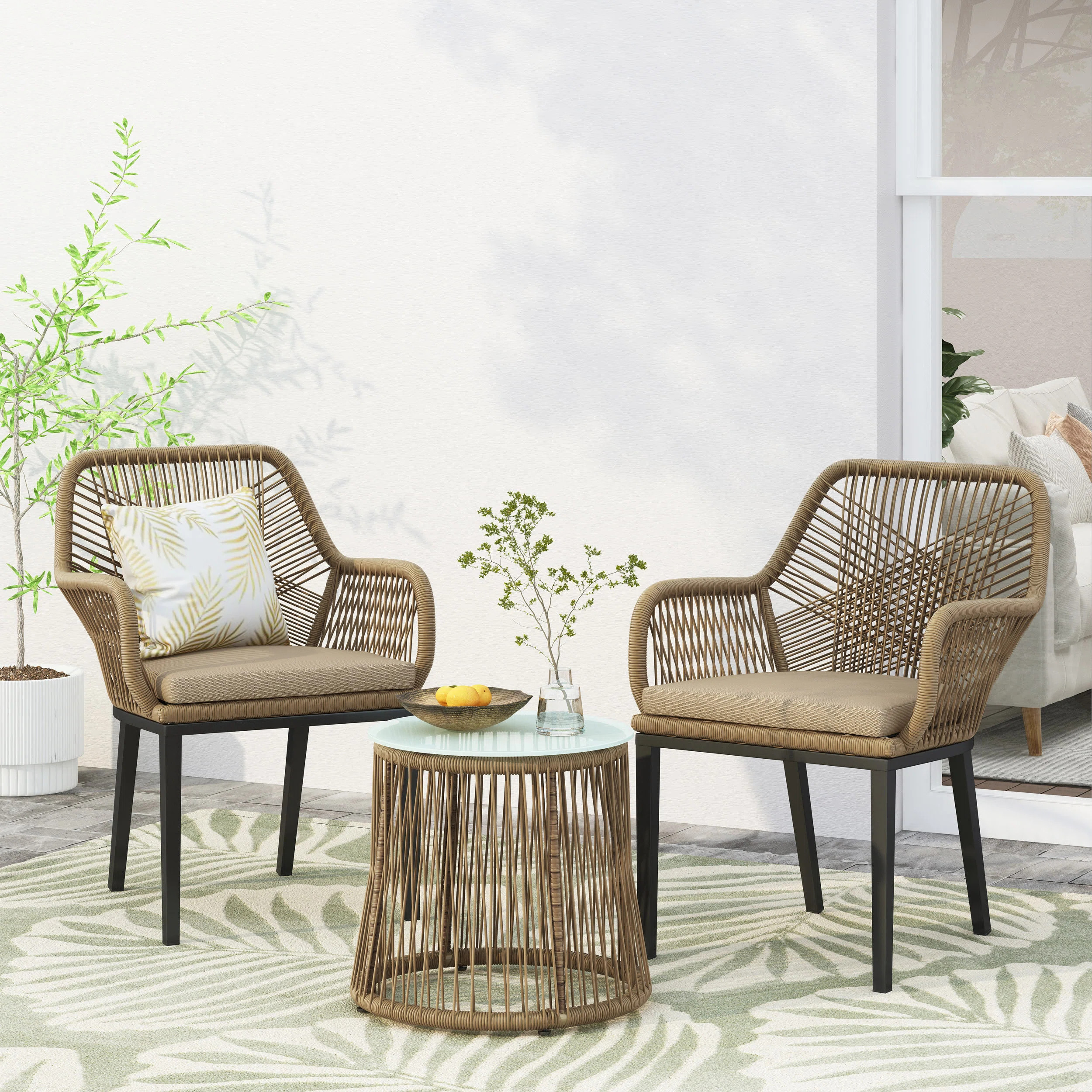 Oshin Outdoor Wicker Chat Set | Wayfair North America