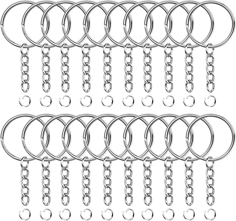 Schlüsselanhänger mit kette 20 Stück 25mm Schlüsselring set Schlüsselring mit kette offene B... | Amazon (DE)
