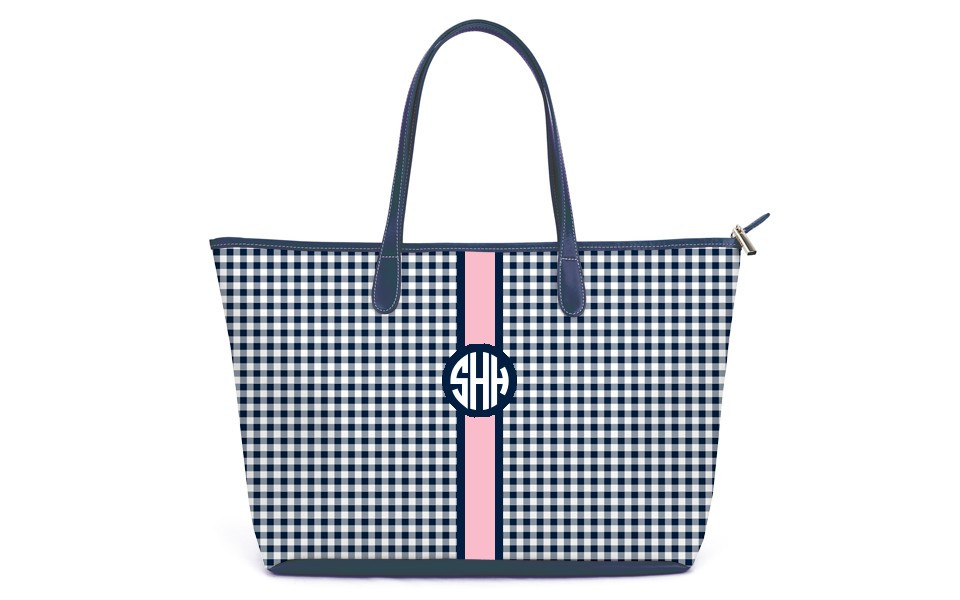 St. Anne Zippered Tote - Monogram Stripe | Barrington Gifts