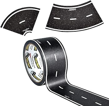 PlayTape Road Tape and Curves for Toy Cars - 1 Roll of 60 ft. x 2 in. Black Road + 1 Roll of 36 C... | Amazon (US)