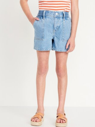 Elasticized High-Waisted Utility Jean Shorts for Girls | Old Navy (US)
