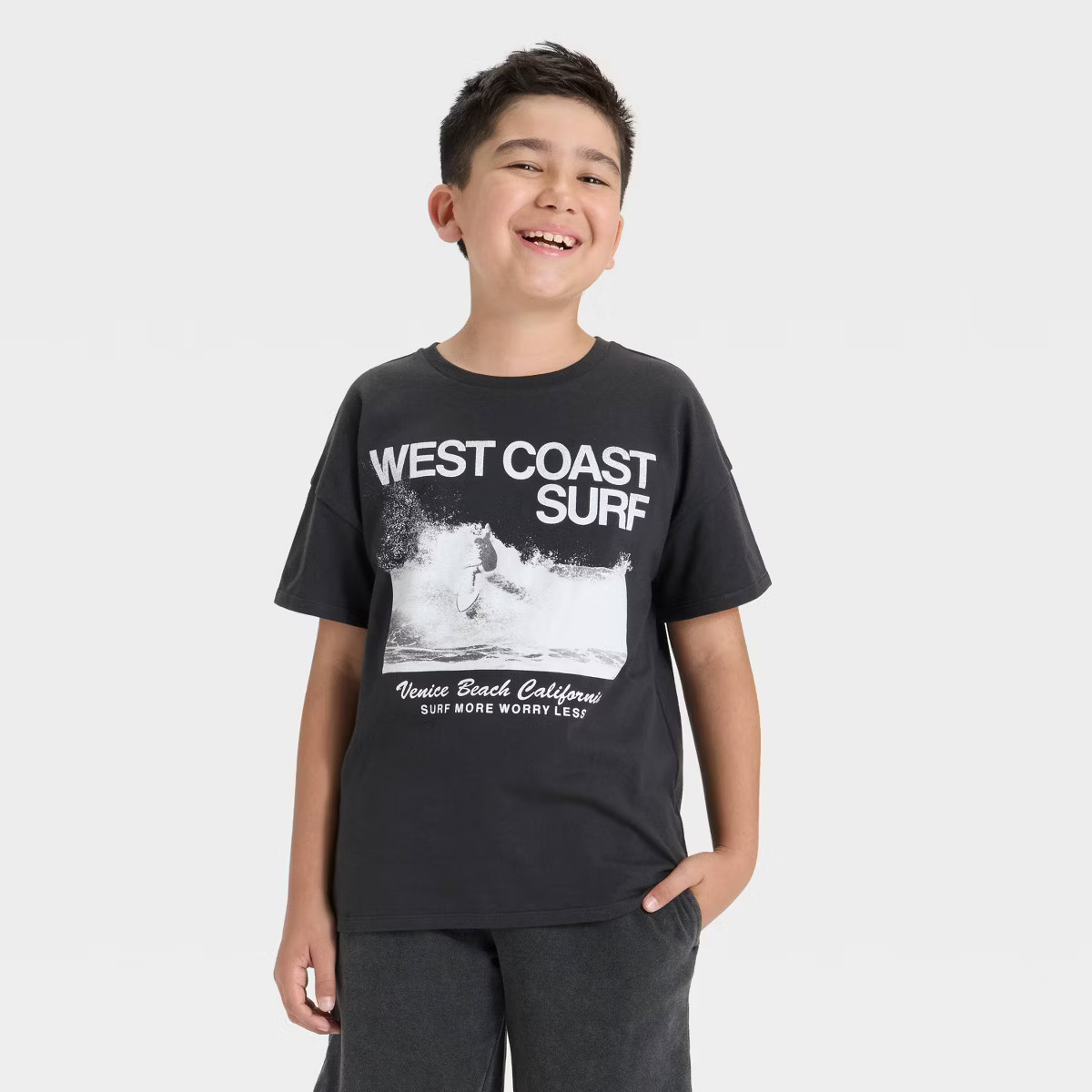 Grayson Threads Kids Boys' Short Sleeve West Coast Graphic T-Shirt - Charcoal Gray | Target
