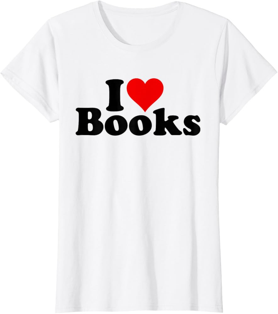 I LOVE HEART BOOKS READING T-Shirt | Amazon (US)