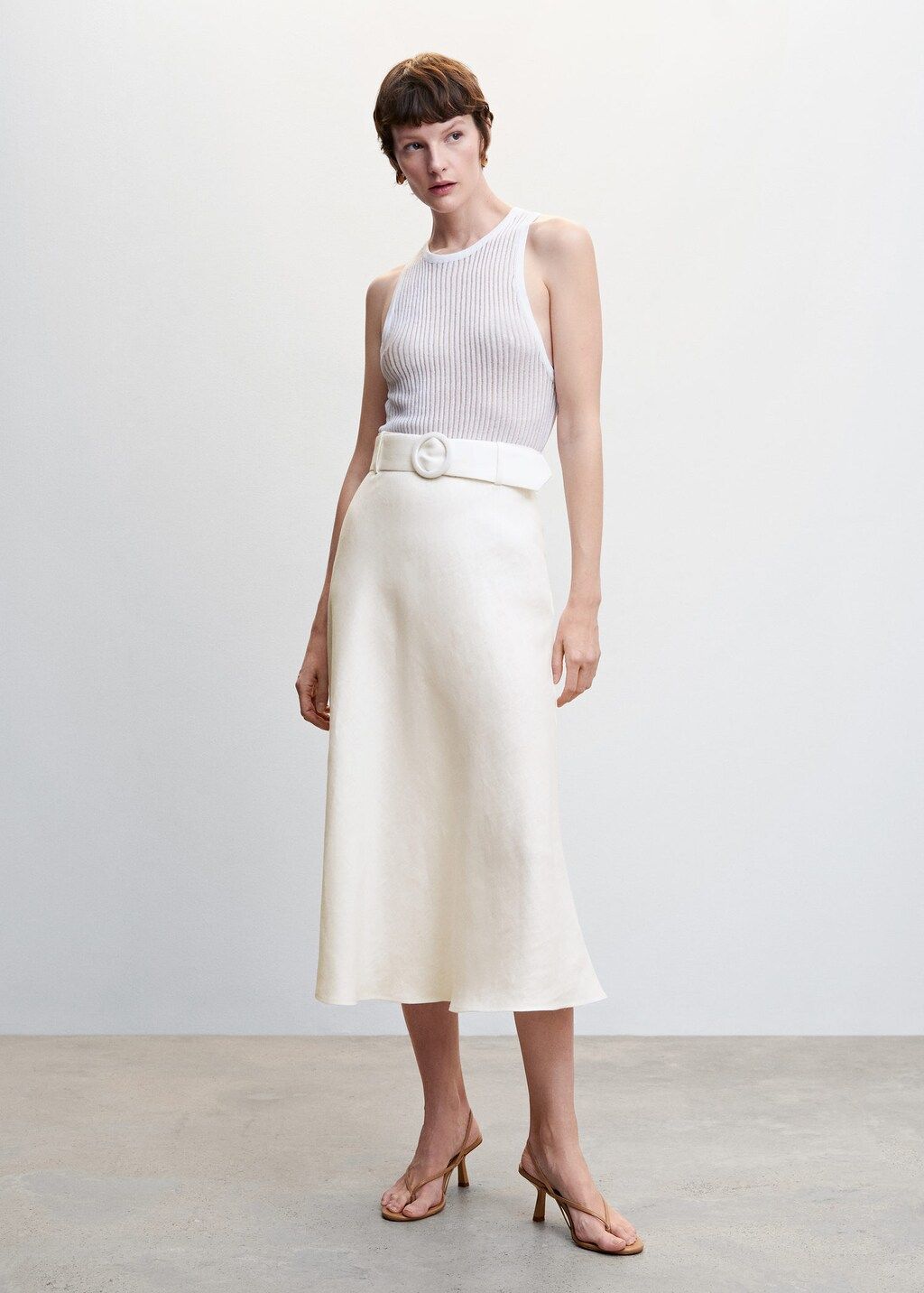 Belted linen skirt -  Women | Mango USA | MANGO (US)