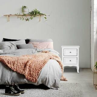 Simple 2-Drawer White Nightstand (15.7 in. W x 11.8 in. D x 23.6 in. H) | The Home Depot