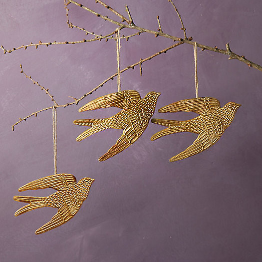 Golden Bird Ornaments, Set of 3 | Terrain