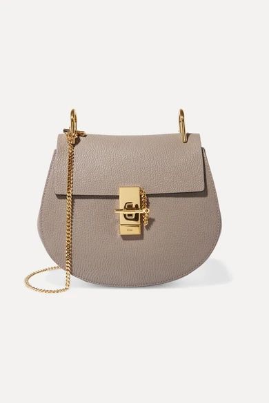 Chloé - Drew Small Textured-leather Shoulder Bag - Light gray | NET-A-PORTER (UK & EU)