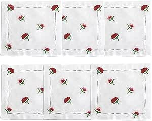 QUANG THANH EMBROIDERY - Set of 6 Embroidered Cocktail Napkins with Flower Design, Eco Friendly N... | Amazon (US)