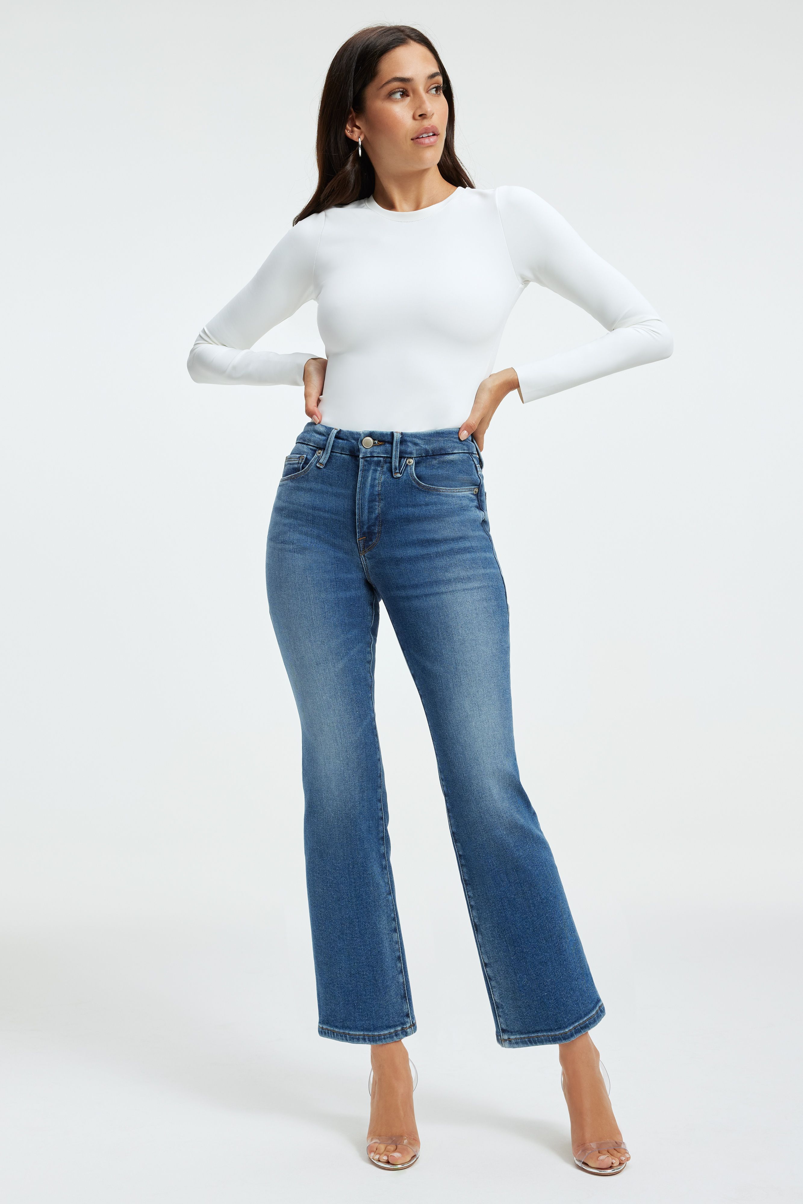 GOOD LEGS CROPPED MINI BOOTCUT JEANS | Good American