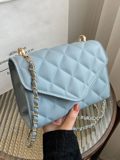 Minimalist Quilted Chain Flap Square Bag | SHEIN