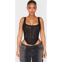 Shape Black Mesh Square Neck Corset Top | PrettyLittleThing UK
