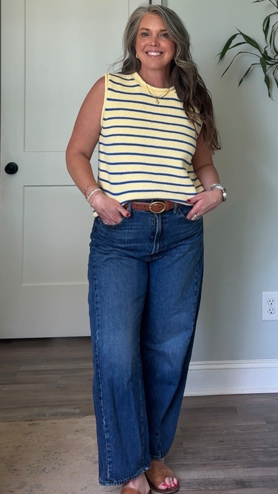I’m in love with this yellow stripe sweater for summer! 💛 
Top-large 
Jeans- 31

#LTKootd #LTKOver40 #LTKMidsize