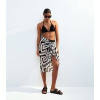 Women's Black Swirl Patterned Textured Sarong New Look | New Look (UK)