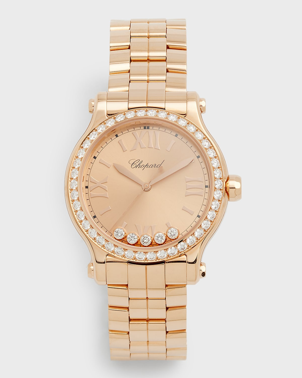 Happy Sport 33mm 18K Rose Gold Diamond Watch | Neiman Marcus