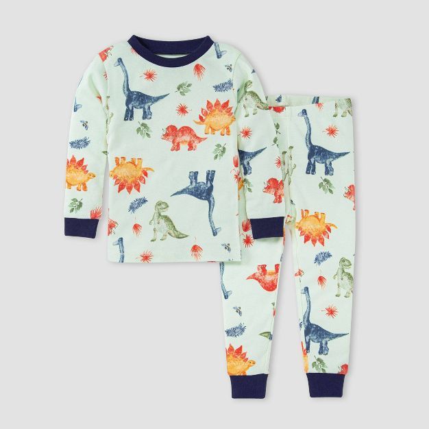 Burt's Bees Baby® Toddler Boys' 2pc Dino Friends Midnight Organic Cotton Pajama Set - Black | Target