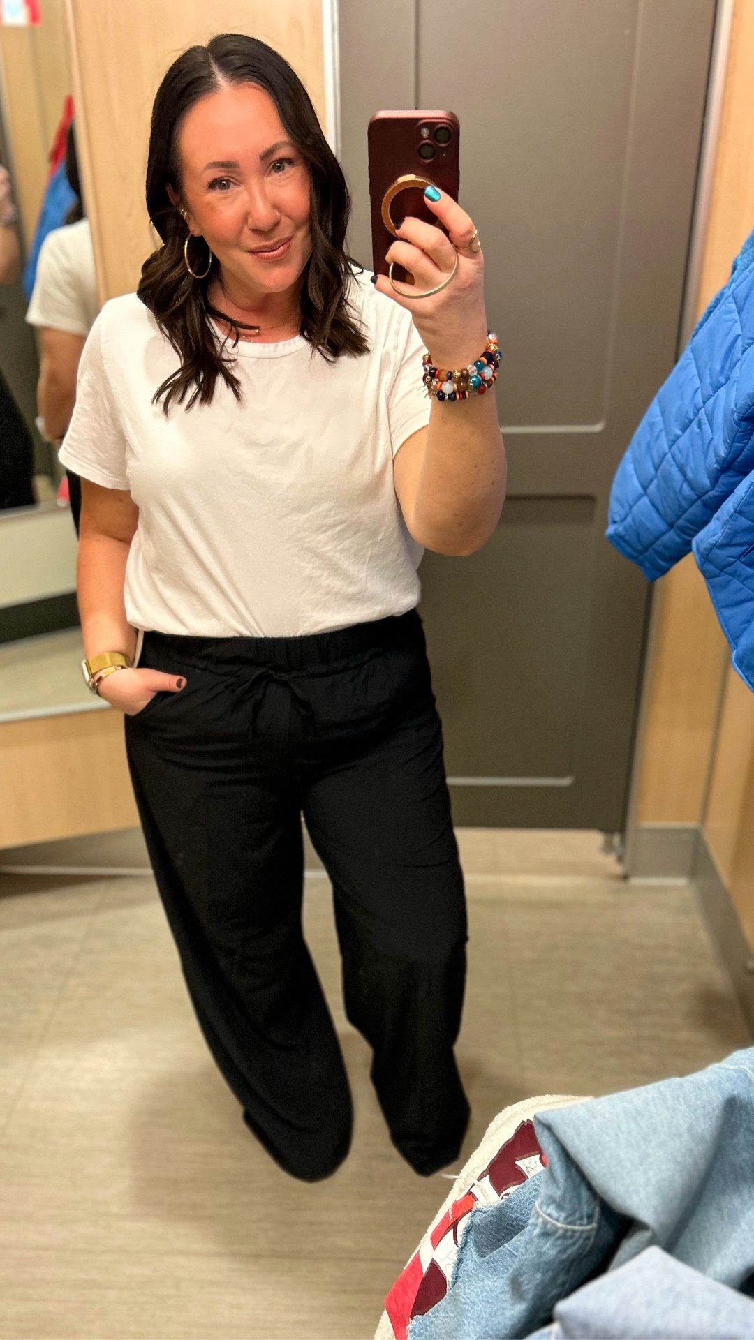 Love these wide leg athletic pants @target.  $32. A few other colors online. Wearing a large. XL @gap tee.  @nike sneakers run true to size! Save $15 when you spend $60 on clothing & accessories through 12/13! Target circle deal! 

#LTKFindsUnder50 #LTKMidsize #LTKOver40