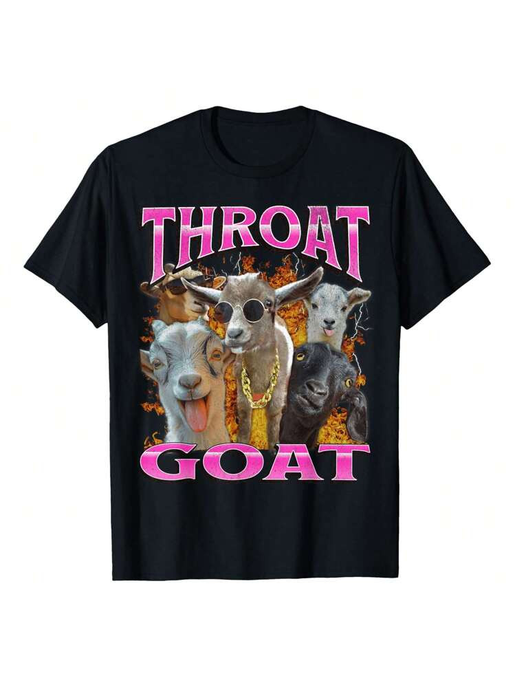 Throat Goat Funny Offensive Adult Humor Bootleg Y2K Graphic Miss T-Shirt Fashionable And Versatil... | SHEIN