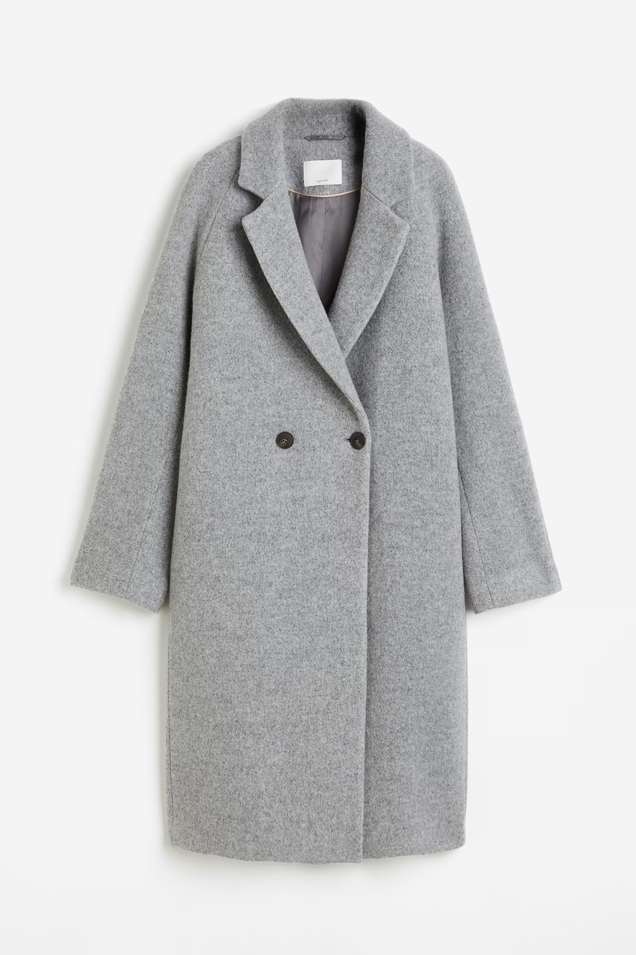Double-breasted wool-blend coat - Light grey - Ladies | H&M GB | H&M (UK, MY, IN, SG, PH, TW, HK)