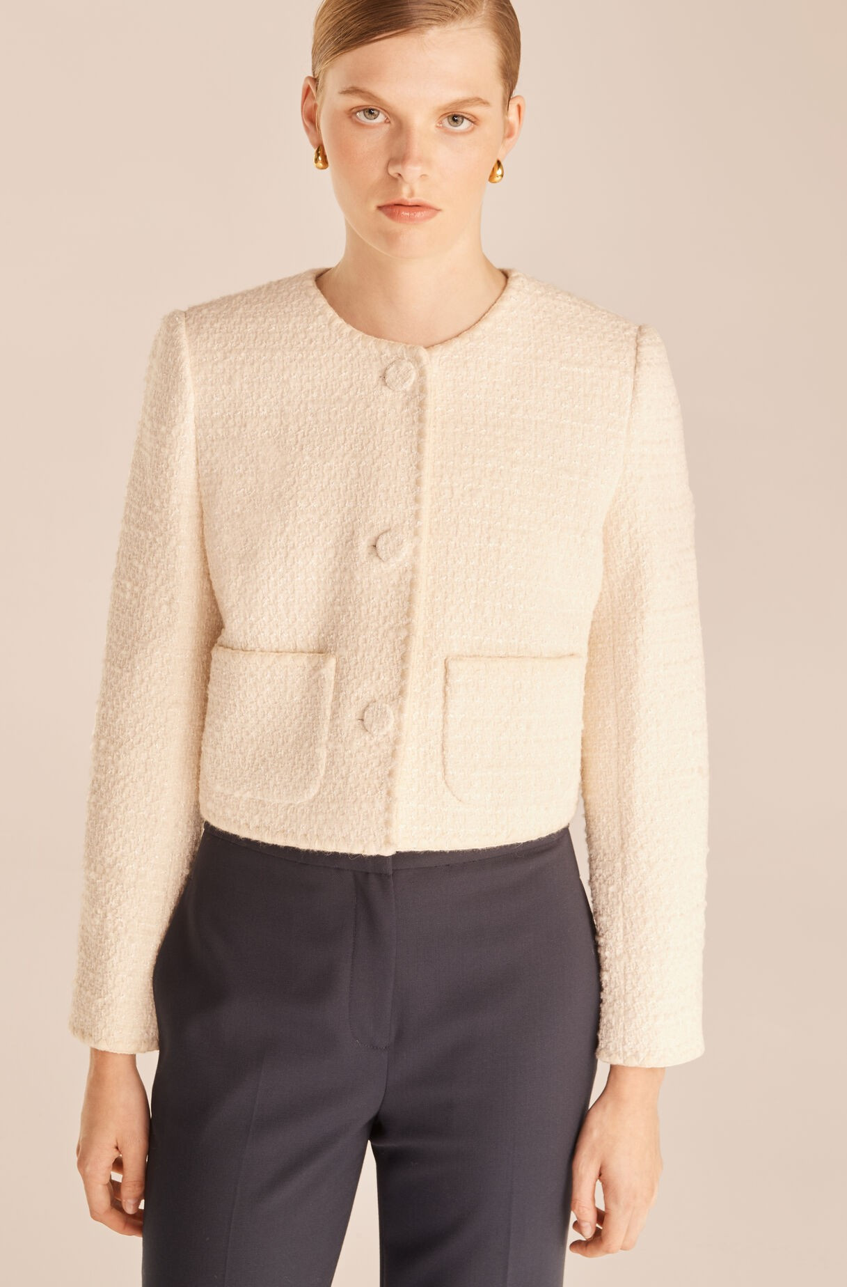 Whipstitch Tweed Jacket | Rebecca Taylor