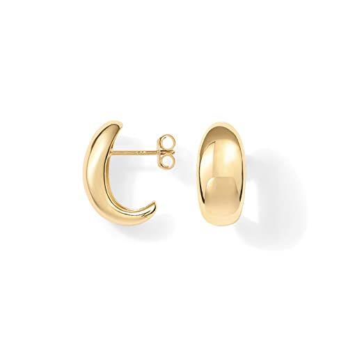 PAVOI 14K Gold Plated Sterling Silver Post Huggie Earrings | Gold Dome Huggie Hoop Earrings for W... | Amazon (US)