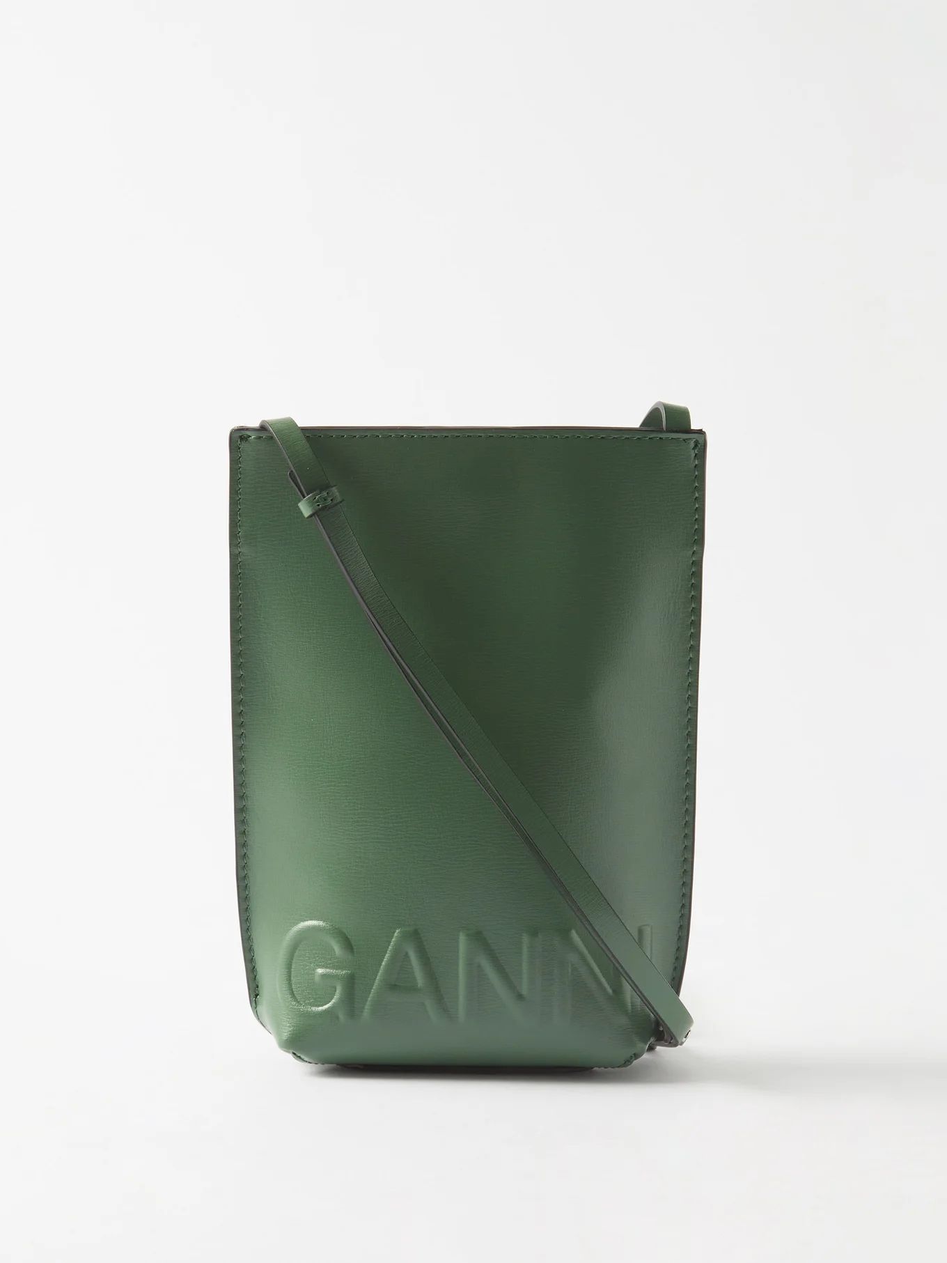 Banner small logo-embossed recycled-leather bag | Matches (UK)