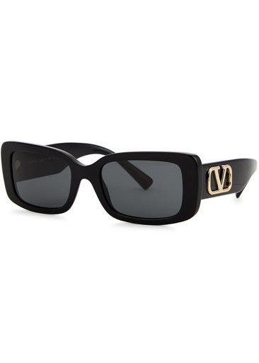 Valentino Garavani black rectangle-frame sunglasses | Harvey Nichols (Global)