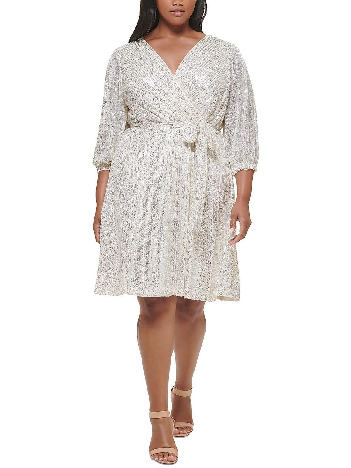 DKNY Womens Plus Sequined Below Knee Cocktail and Party Dress | Walmart (US)