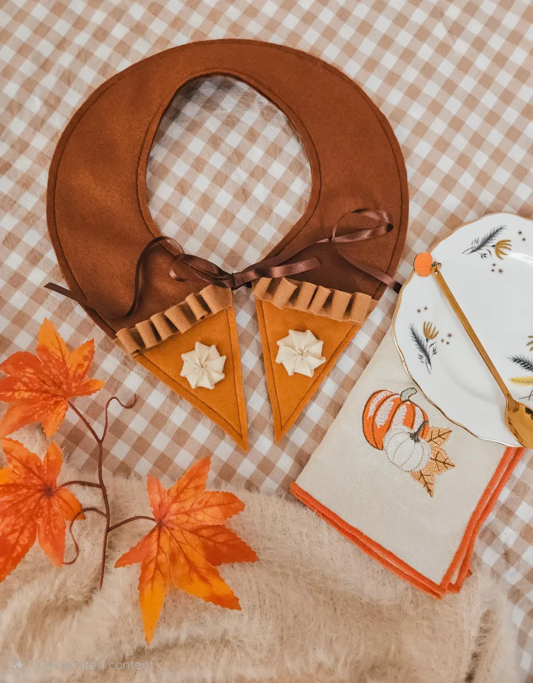 A Slice of Pumpkin Pie Felt Collar Autumn / Fall / Cosy - Etsy | Etsy (US)