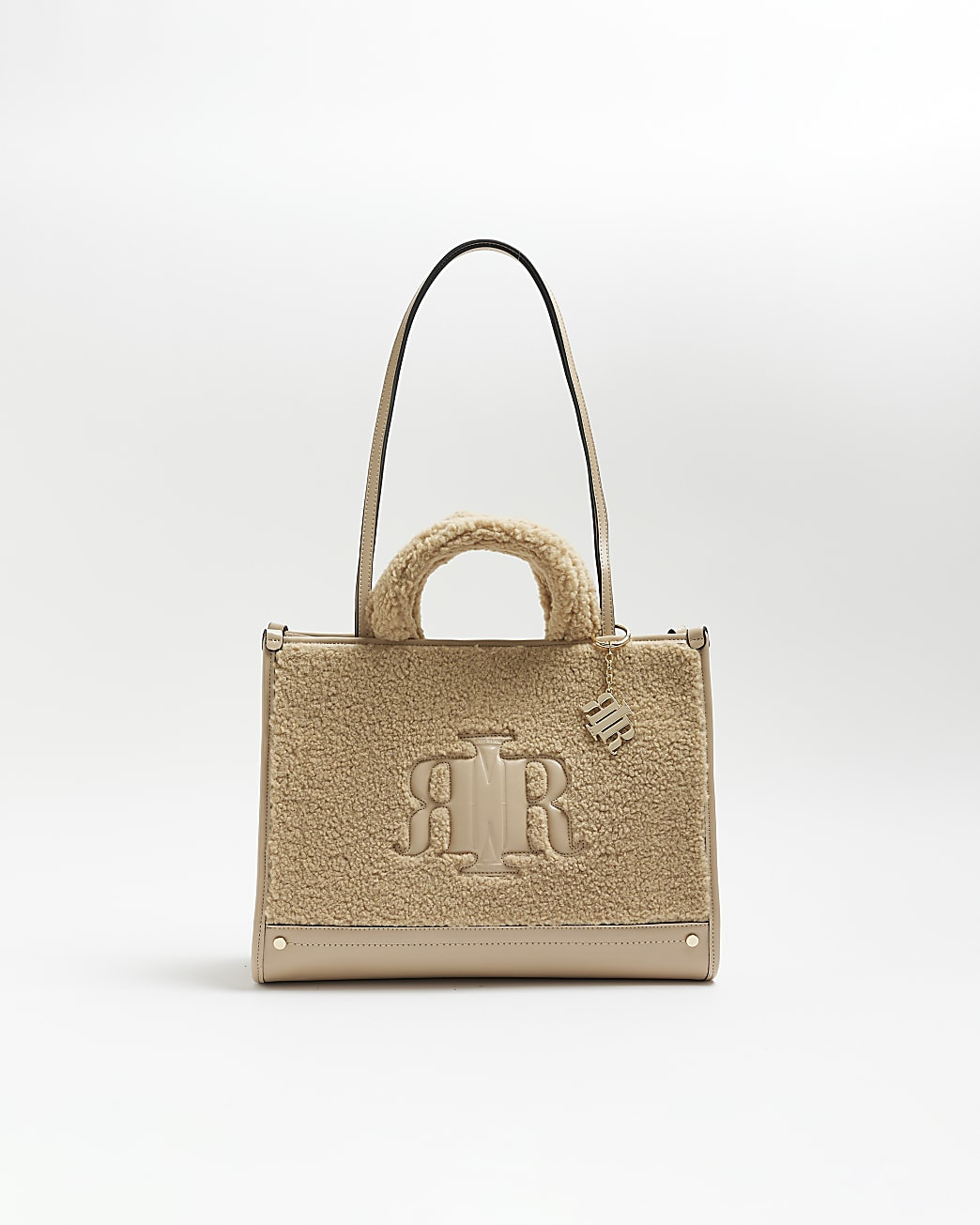 Beige borg shopper bag | River Island (UK & IE)