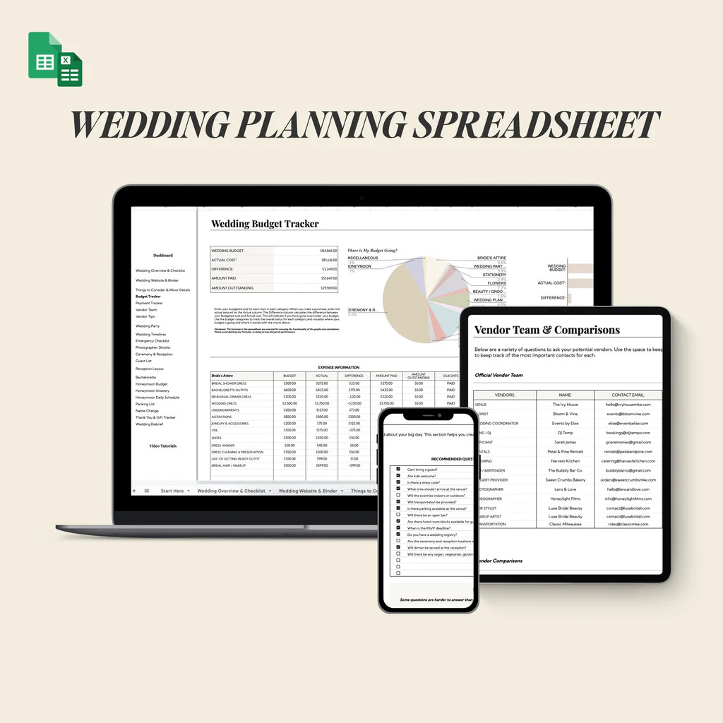 Wedding Planning Spreadsheet | The Dailee