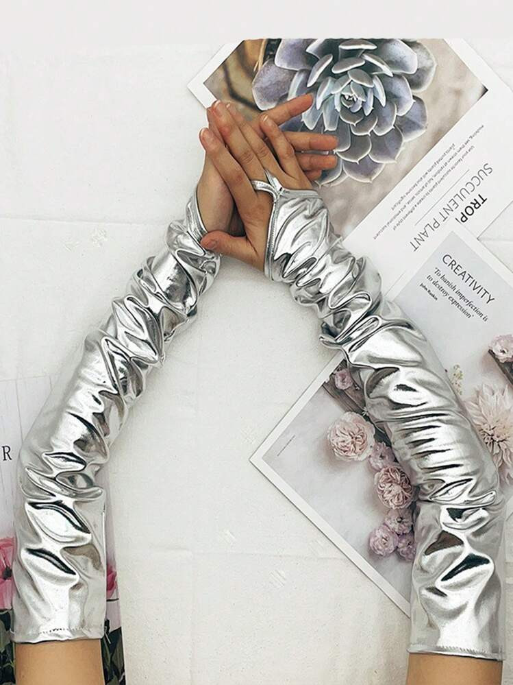 1 Pair Extra Long Over-Elbow Gloves, Costume Party Performance Sexy Role-Play Gloves, Reflective ... | SHEIN