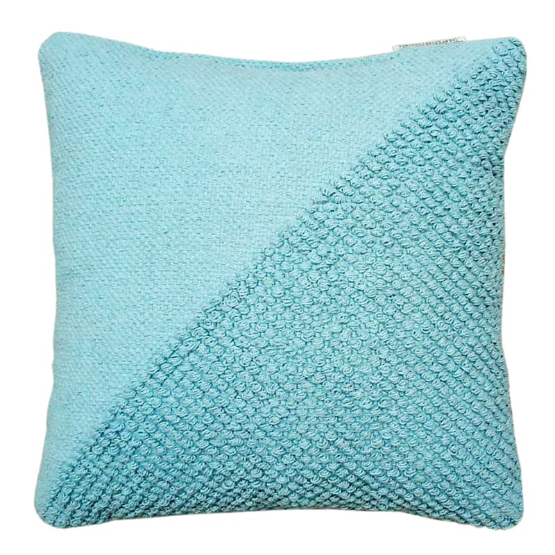 Fresh Start Blue Woven Slub Throw Pillow, 18" | At Home