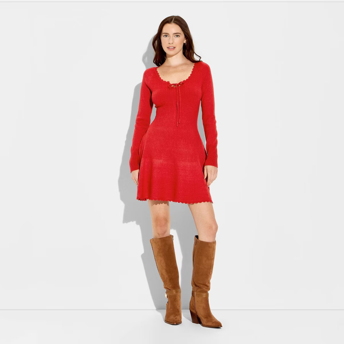 Women's Long Sleeve Keyhole Mini Sweater Dress - Wild Fable™ | Target
