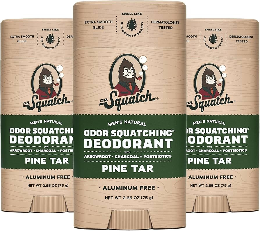 Dr. Squatch Natural Deodorant for Men 3 Pack Pine Tar – Odor-Squatching Men's Deodorant Aluminu... | Amazon (US)