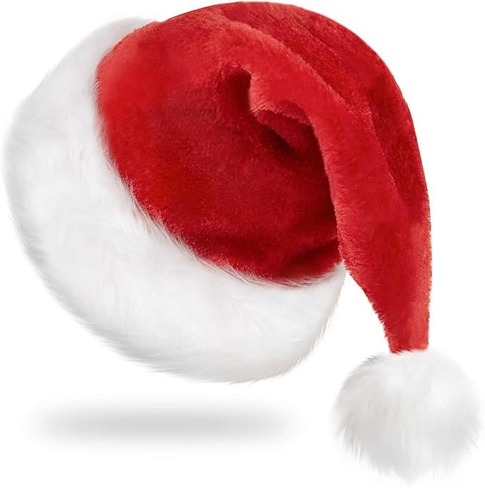 RJVW Christmas Santa Hat for Adults, Thicken Soft Velvet Comfort Classic Santa Claus Hat for New ... | Amazon (US)