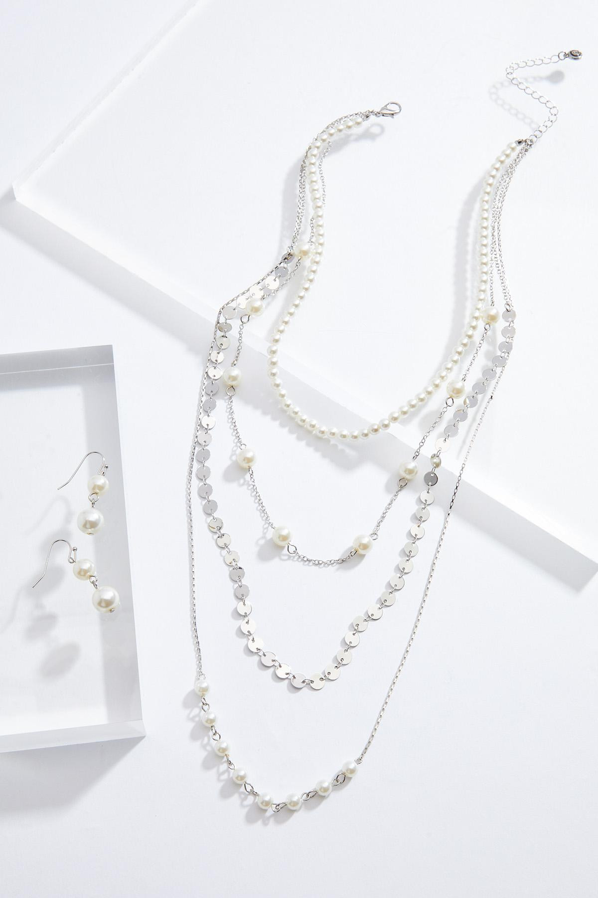 Delicate Pearl Chain Necklace Set | Cato Fashions