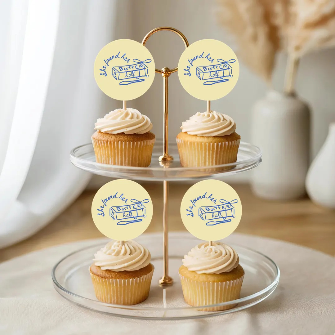 Butter Half Bridal Shower Cupcake Toppers Digital Download | Round Printable Cake Topper - Etsy | Etsy (US)