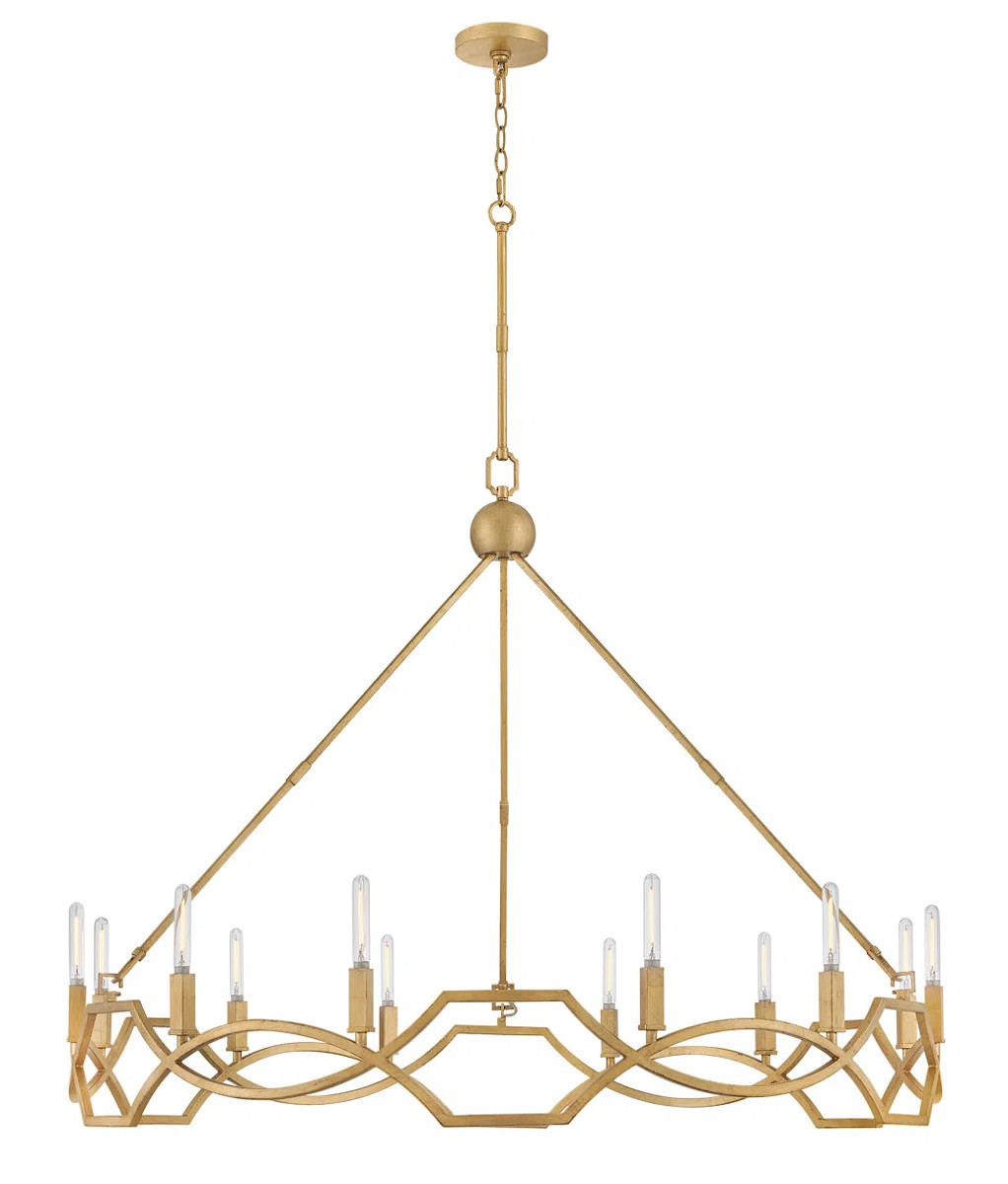 Leona Twelve-Light Hand-Leafed Round Chandelier | Wayfair North America