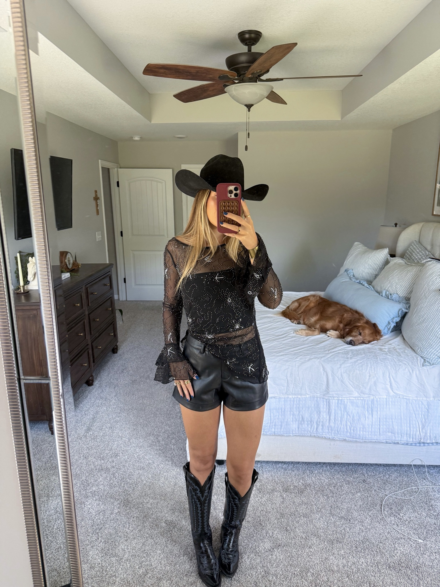 size XS in top, 26 in shorts, true to size in cowboy boots, my hat is american 40x - linking similar 

#LTKTall #LTKootd #LTKgrwm