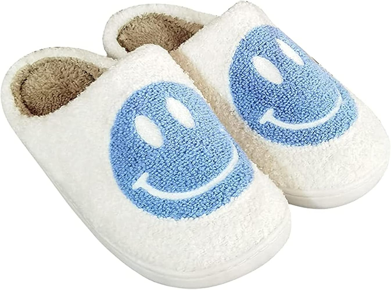 Men Women Smiley Face Fuzzy Warm Slippers Memory Foam Cute Soft Plush House Shoes Comfortable Indoor | Amazon (US)