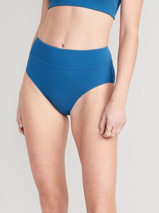 High-Waisted Pucker Classic Bikini Swim Bottoms for Women | Old Navy (US)