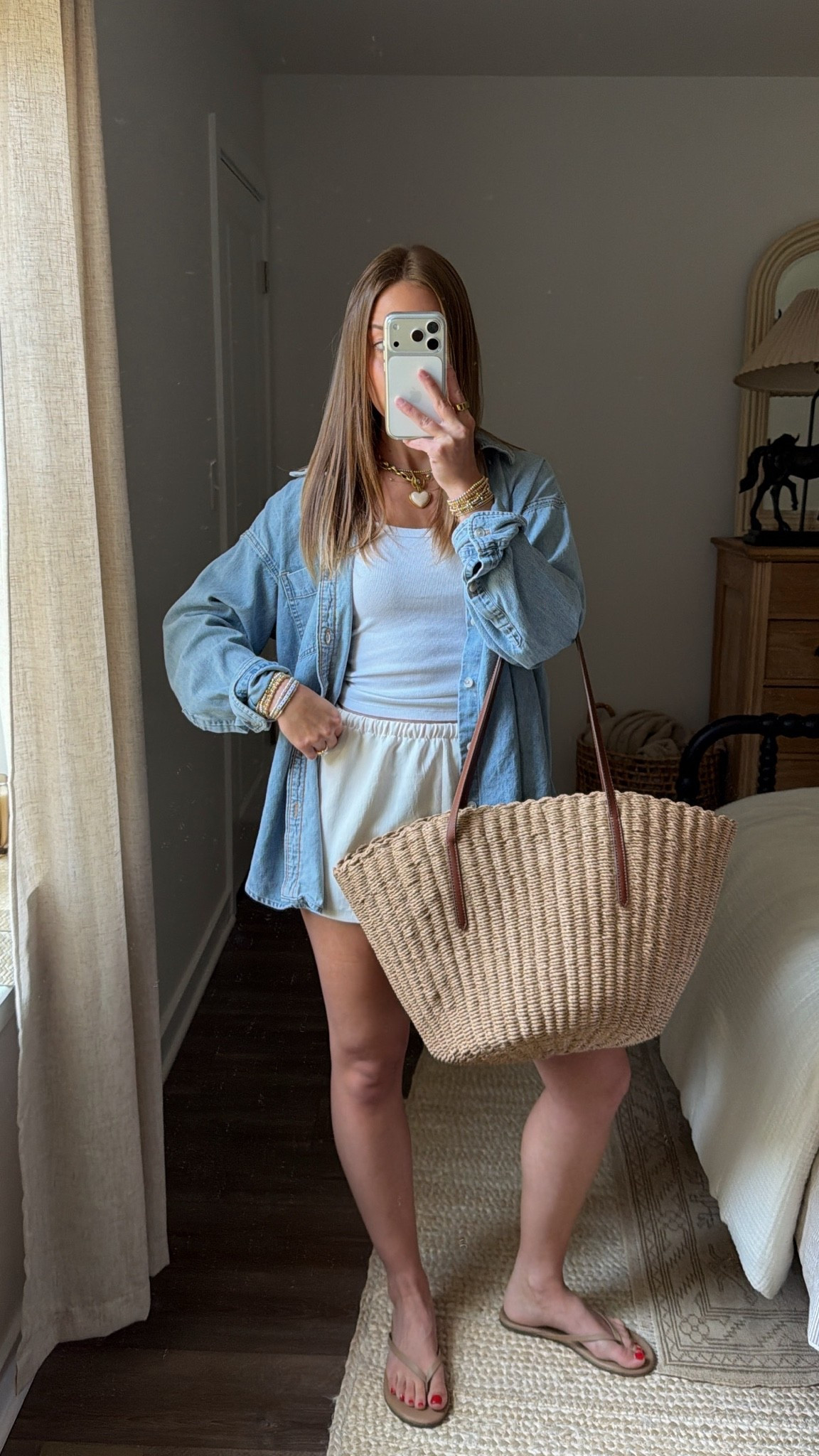 6/29/26 Casual Summer Outfit of the Day

One of my favorite easy summer outfits lately ☀️🤍 This entire look is built around some of my favorite Aritzia staples—from the lightweight shorts and tank to the oversized denim button-up. I finished it with my TKEES flip-flops, J.Crew straw tote, and Amazon sunglasses for an effortless outfit that’s perfect for coffee runs, errands, travel days, or a casual day out. Everything is linked here ✨

#LTKootd #LTKSeasonal