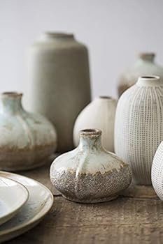 Creative Co-op DF0842 White Stoneware Textured Black Polka Dots (Set of 3 Sizes) Vase | Amazon (US)