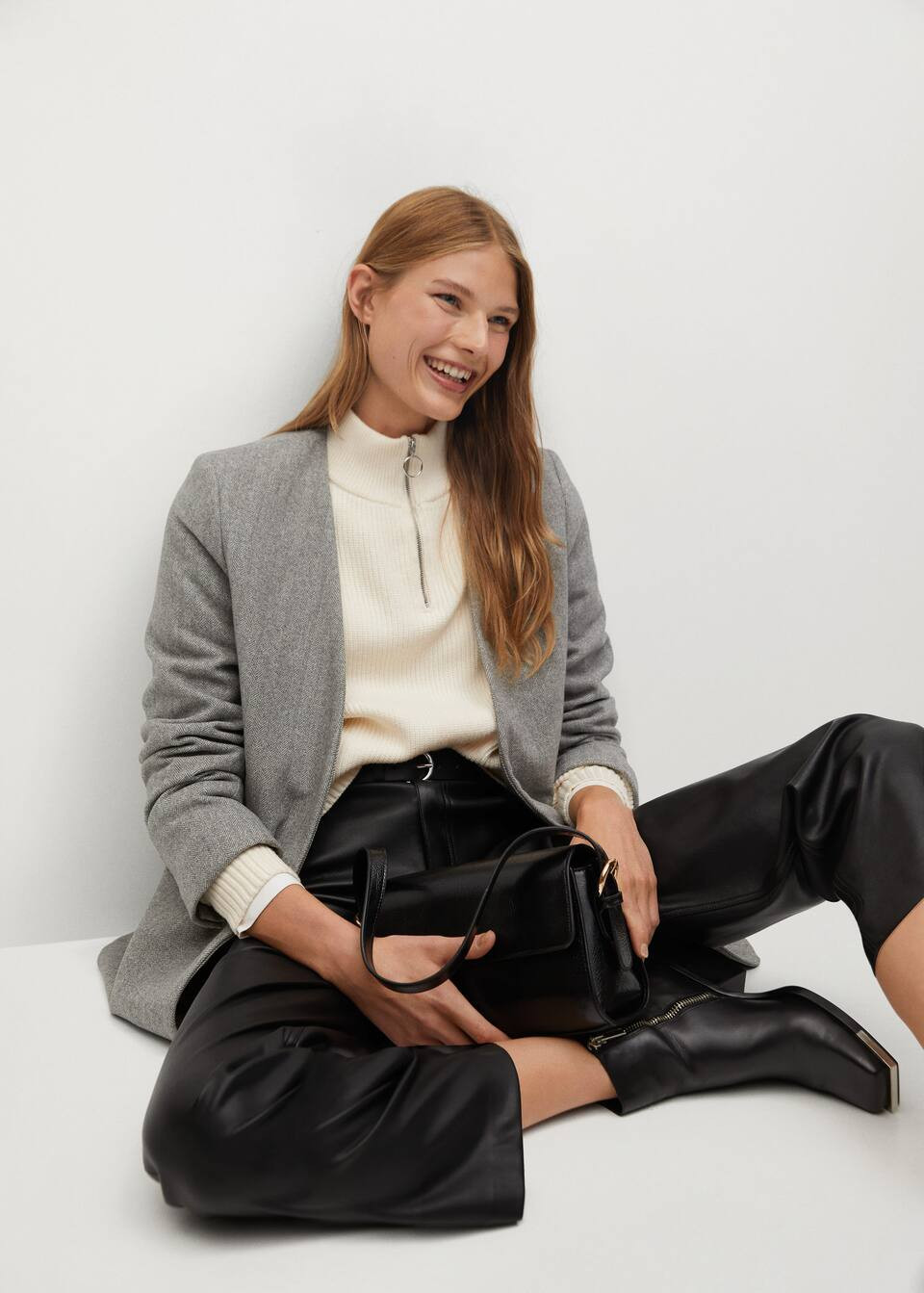 Herringbone wool-blend blazer | MANGO (US)